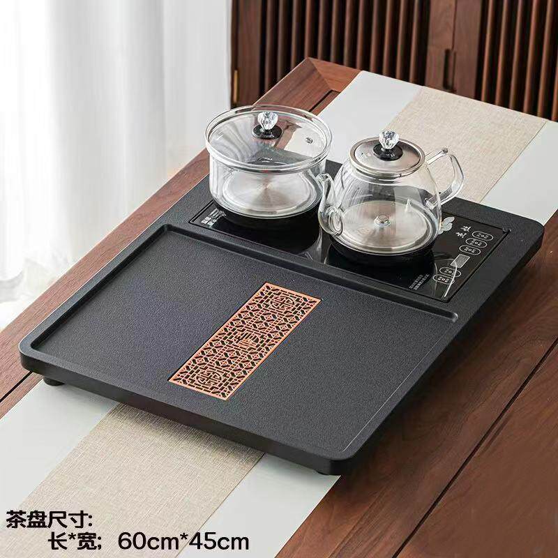 乌金石一体茶盘全自动烧水家用办公功夫茶海套装简约茶台排水茶具