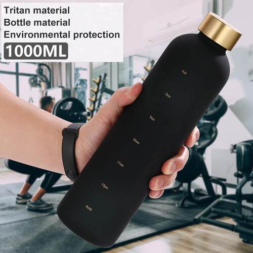 1L Water Bottle With Time Marker 32 OZ Motivational Reusable