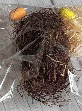 藤条材料鸟窝DIY手工鸟巢鸟笼庭院摆设吊挂装饰仿真鸟蛋木松森系