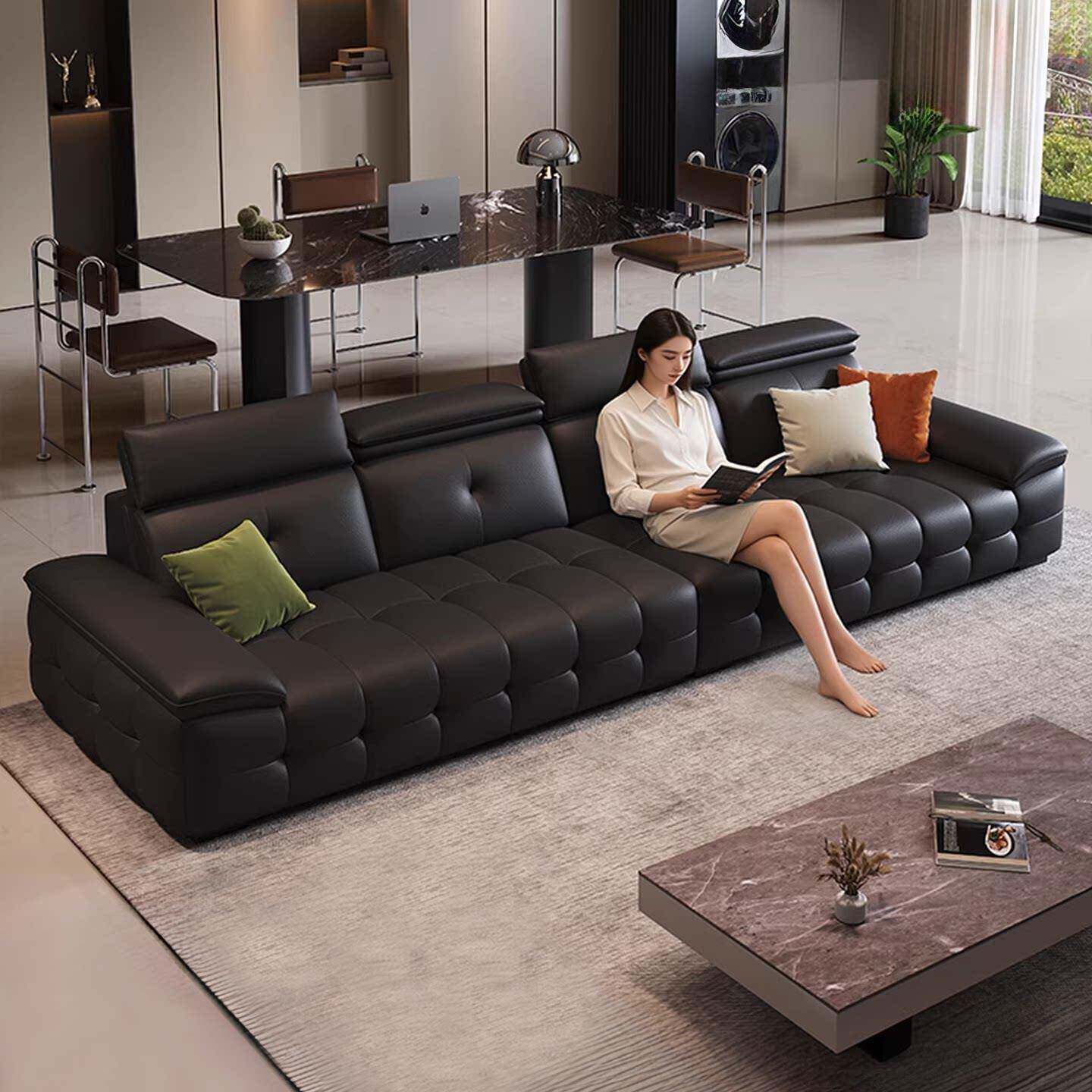 2026新款真皮沙发组合客厅意式极简直排头层牛皮大小户型皮艺沙发