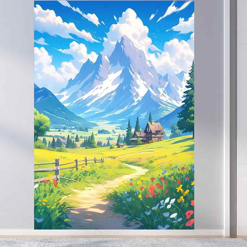 可爱治愈竖版自粘背景墙贴宿舍卧室装饰贴画个性墙画墙纸壁画贴纸
