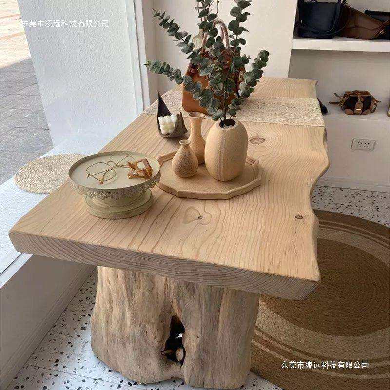 简长约实木大板桌服装店桌中水岛流台民宿原木条桌茶XBA桌会议自