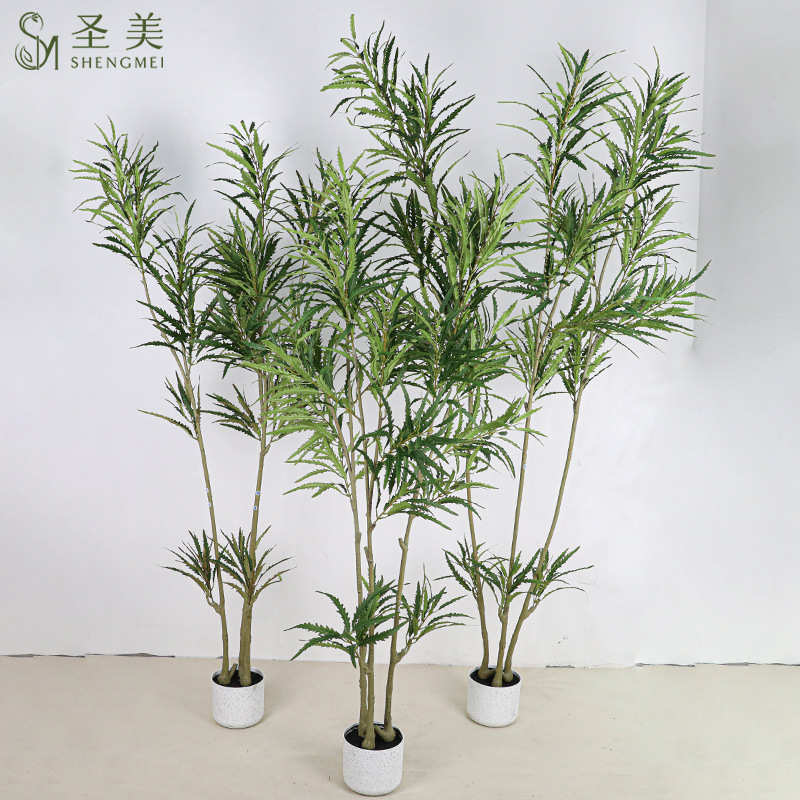 仿真小叶孔雀木树植物落地盆栽仿生绿植家居装饰高端室内北欧