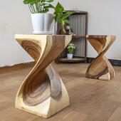 家用宿方形茶几凳0316简约实木凳边几树木墩子创矮意原木民摆件根