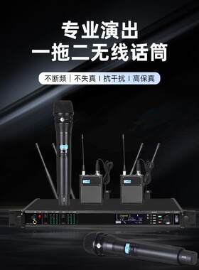 真分集无线一拖二话筒KTV家庭户外娱乐舞台演出会议室演讲婚庆