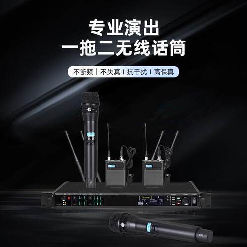 真分集无线一拖二话筒KTV家庭户外娱乐舞台演出会议室演讲婚庆