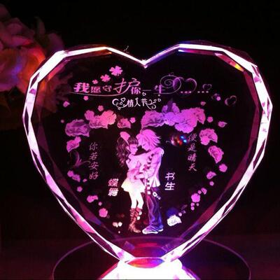 水晶礼物礼品摆件炫彩旋转音乐盒
