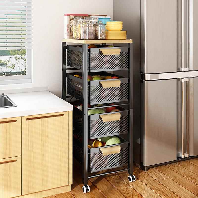 74567597厨房果蔬置物落地多层菜篮子多柜功能式抽拉夹缝储物蔬菜