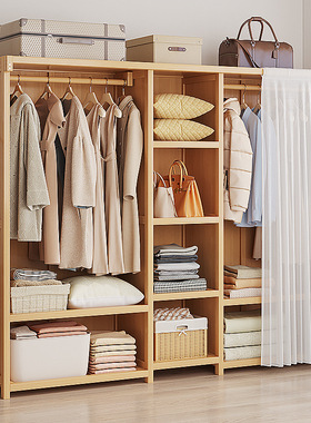 家用卧室落地衣帽架简易挂衣架衣服收纳置物柜晾衣架子室内小衣柜