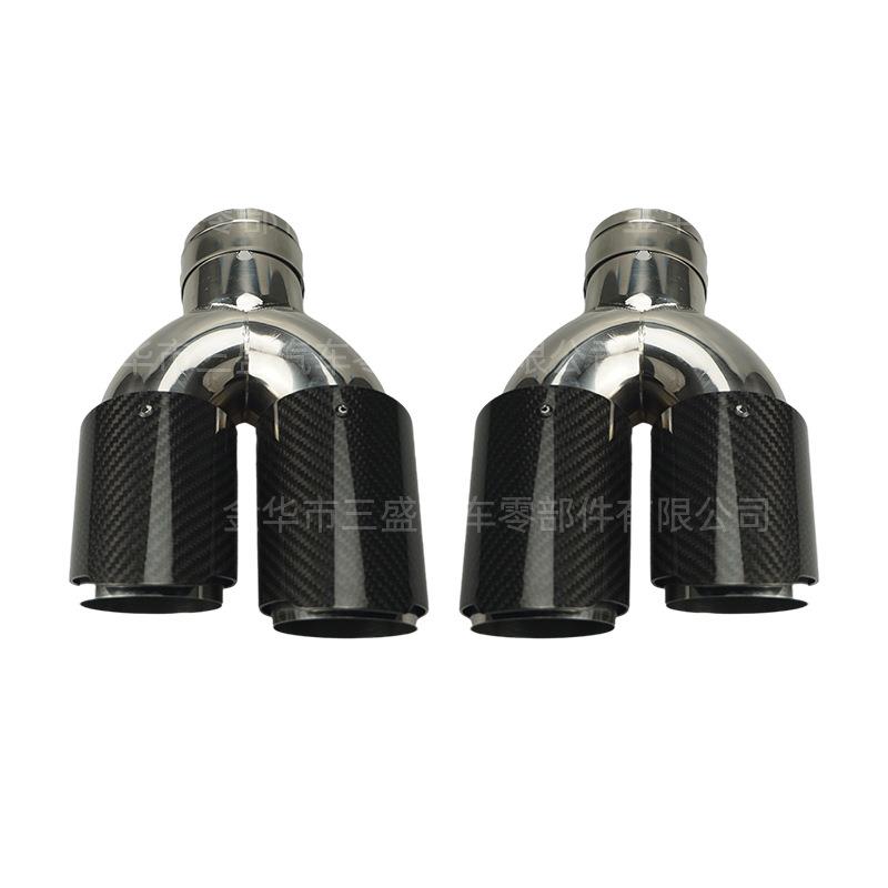 碳纤维尾喉汽车改装排气管天蝎双出尾嘴一出二碳纤纹排气 76尾喉