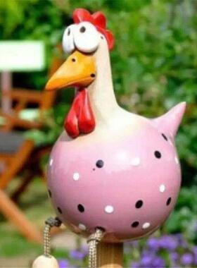 Funny Big Eyed Chicken Long Foot Resin Crafts Statues