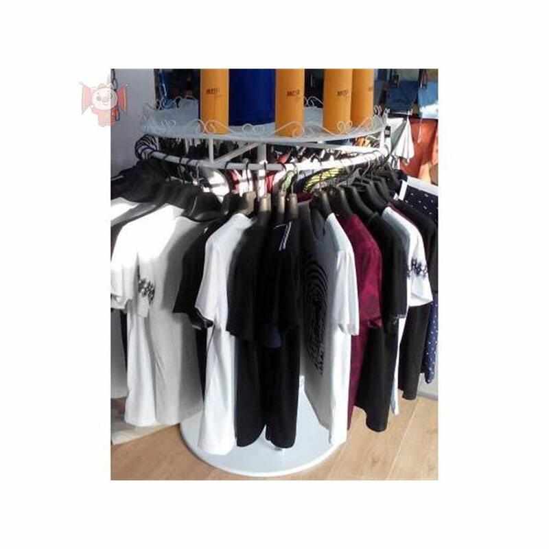 童装店落地旋转货架服装架女装店展示架高度可调服装店圆中岛架
