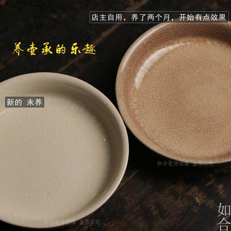 彷豆黄釉承漳窑开陶瓷壶垫中式厚壶实宋干YTE泡茶片盘可养壶承陶