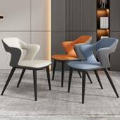 意式 简约餐椅家用餐桌椅凳子靠背铁艺扶手皮质休闲餐厅椅子酒店椅