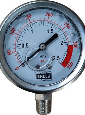现货舜寰注油压力表SHLLJ耐震耐腐蚀psi Mpa水处理不锈钢径竖轴背