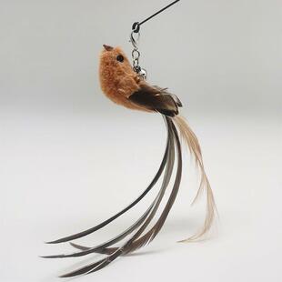 彷真鸟吸盘逗猫棒羽毛自嗨解闷神器钢丝长杆自动玩具猫咪宠物用品