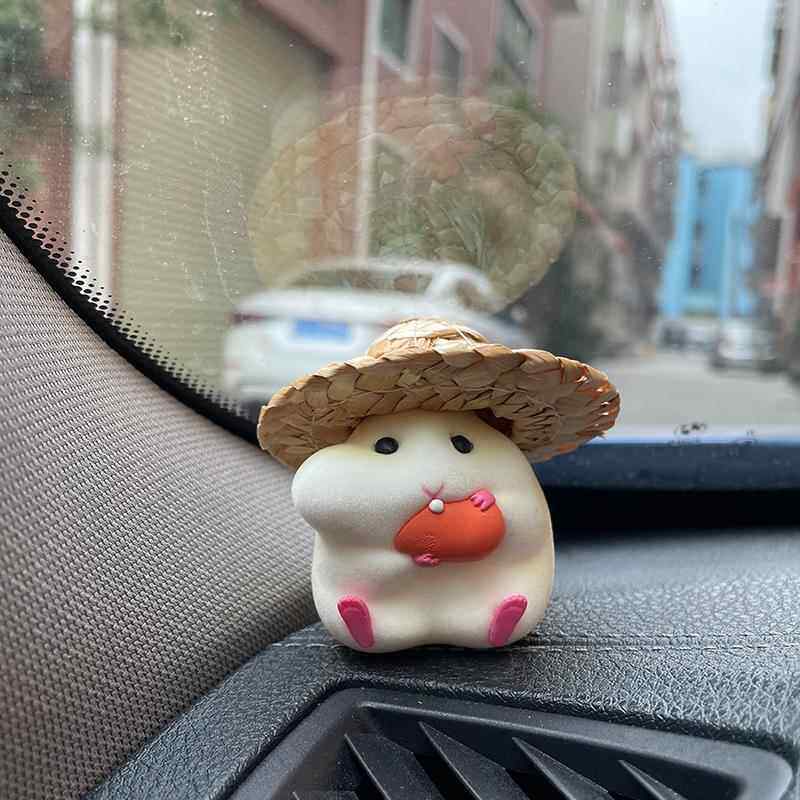 高档汽车窗边中控台车摆件吃货仓鼠可公爱哈姆太郎车载超萌内饰品