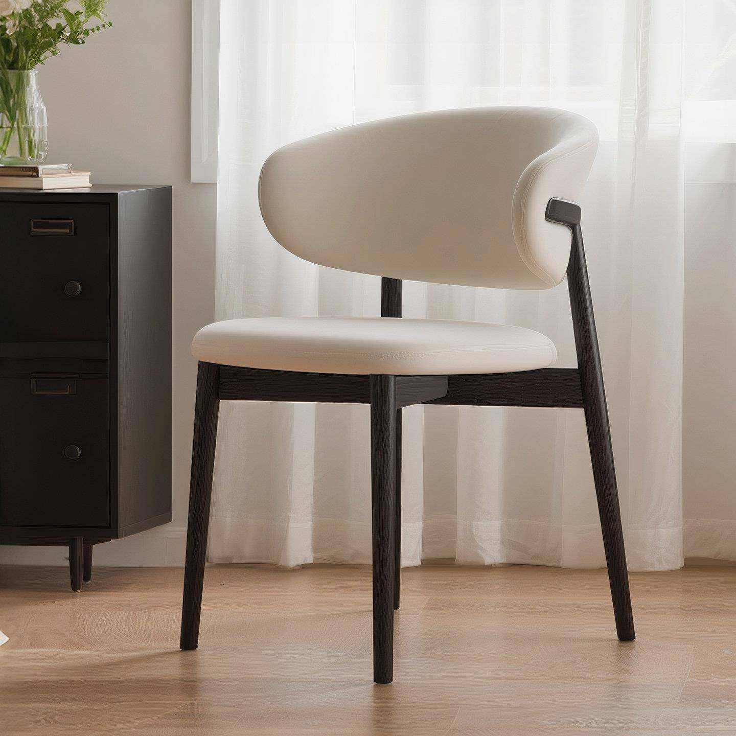法式覆古黑白中古奶油风全实木餐椅家用北欧餐桌皮靠背椅子高级感,住宅家具,餐椅,淘宝优惠券,粉丝福利购,淘宝优惠卷