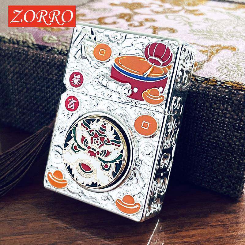 ZORRO佐罗ZKJ1025A复古吉祥如意盔甲煤油打火机金属砂轮送礼专属