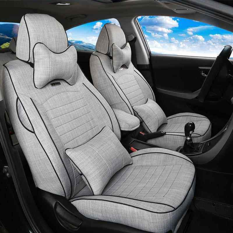 新款亚布艺汽车四坐垫通用全包围586885座汽季车座麻套夏冬季座