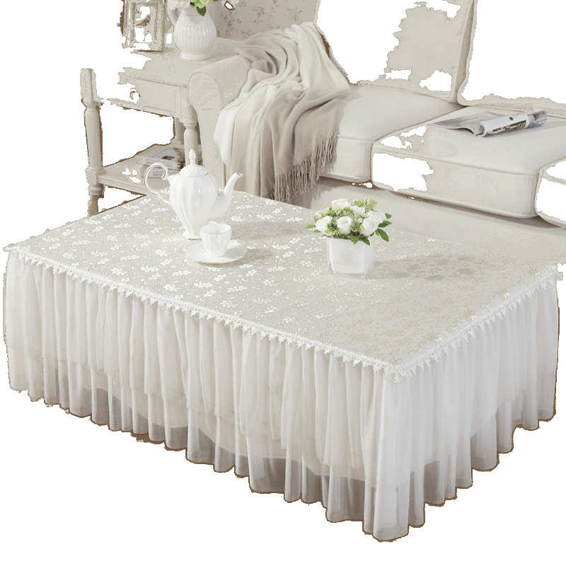 茶几桌布台布客厅盖巾布艺可定长方形蕾丝餐桌垫茶几电视柜防新款