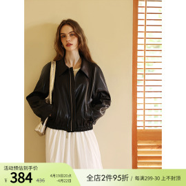 heydress黑色皮衣外套女春秋宽松显瘦机车，风pu皮夹克短款休闲上衣