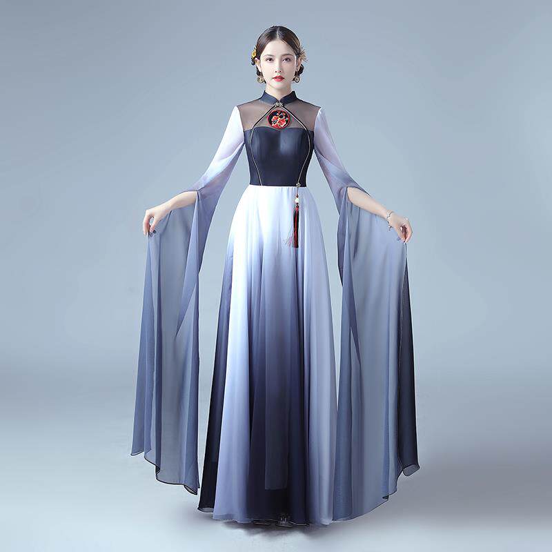 正品康塔塔制服，民乐表制服演女性优雅长裙，古筝表演，中艺式术