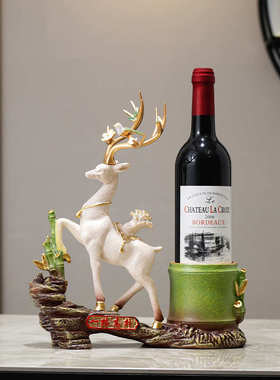 新中式酒柜摆件一鹿高升红酒架收纳入户玄关电视柜创意家居装饰品