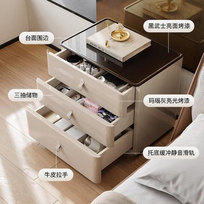 A凯丽刻KKL极SY丹格床头柜意式轻奢简卧室床头柜方形灯柜边柜时岩