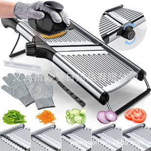 不锈钢多功能切菜器套装曼陀林刨丝器切片器加防割手套清洁刷