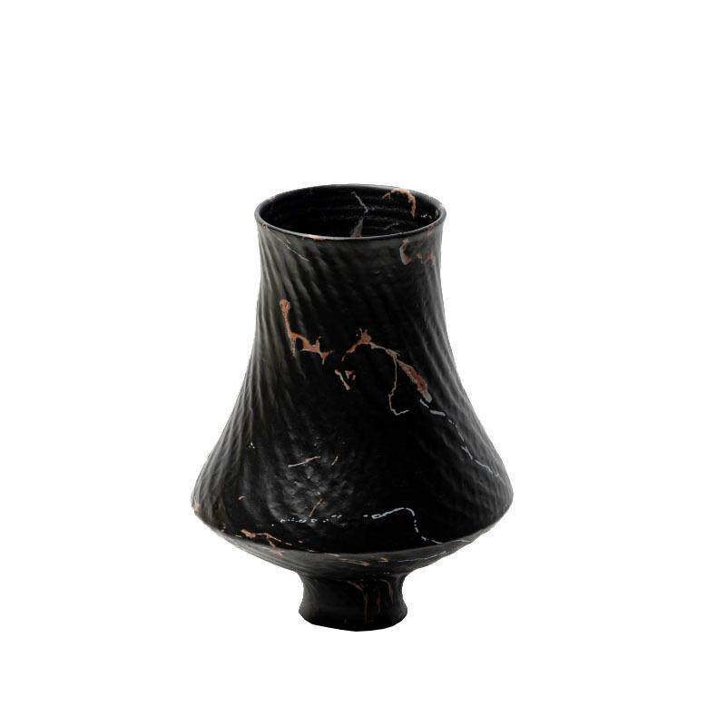 新中式创意圆形肌理仿大理石纹花瓶软装样板房花器餐桌面果盘饰品