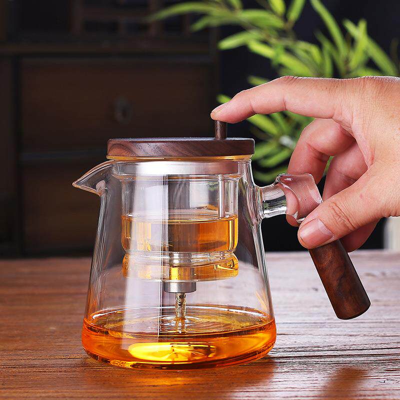 304不锈钢耐热玻璃飘逸杯一键按压出水高颜值爆款方便好用无茶渣