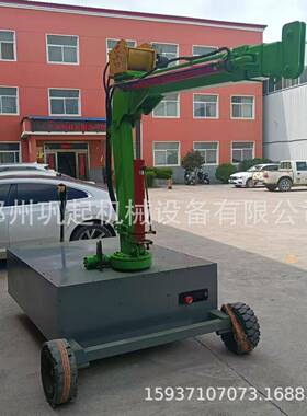 两吨电动液压小吊机吊车单臂吊60度旋转升降伸缩移动式平衡重吊