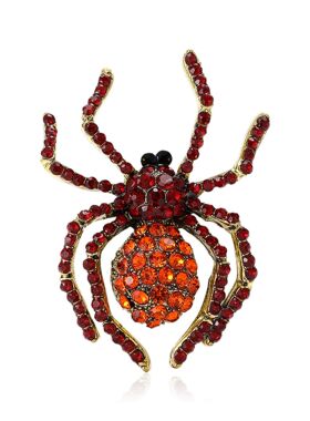 Halloween Rhinestone Spider Brooch Men Women Suit Pin