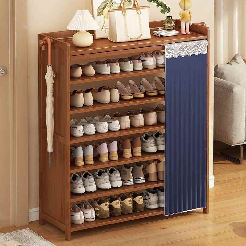 鞋架子门口多层防尘家用布帘防尘置物架收纳分层架入户门简易鞋柜