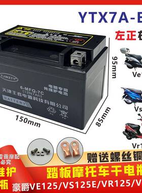适用豪爵VE125/VS125E/VR125/VR150踏板摩托车电瓶免维护干电池