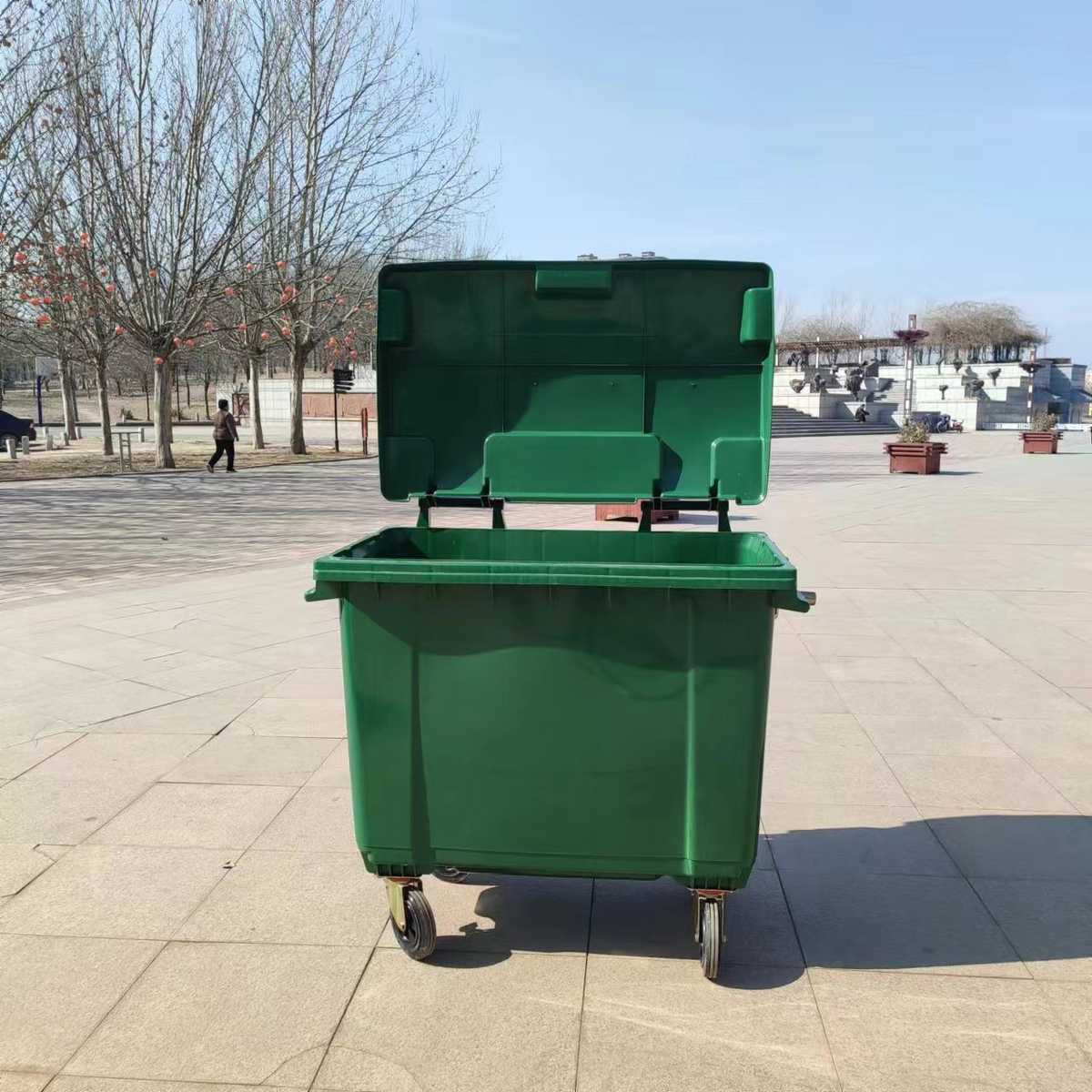 大号660L垃圾桶小区物业户外公园可手推垃圾清运环卫可移动塑料桶