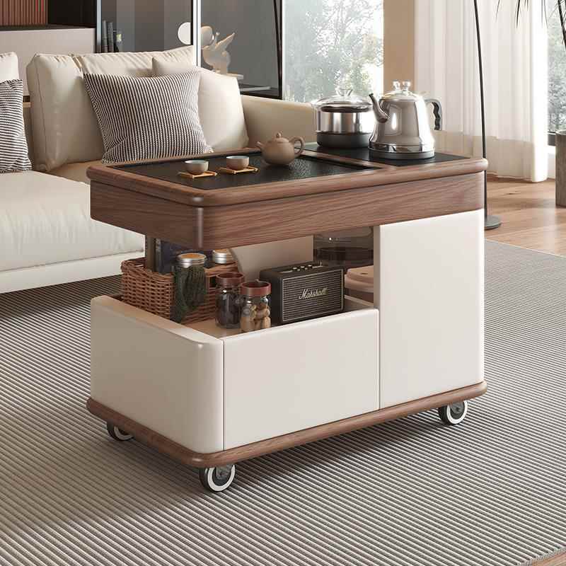 正品木沙边茶几小推车阳台茶发台岩板带泡茶家实用小茶桌客厅水收