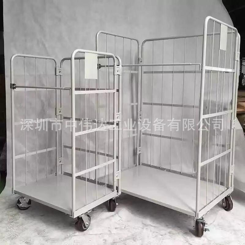 厂家定做快递周转物料搬运物流台车移动钢制仓储折叠定做笼车