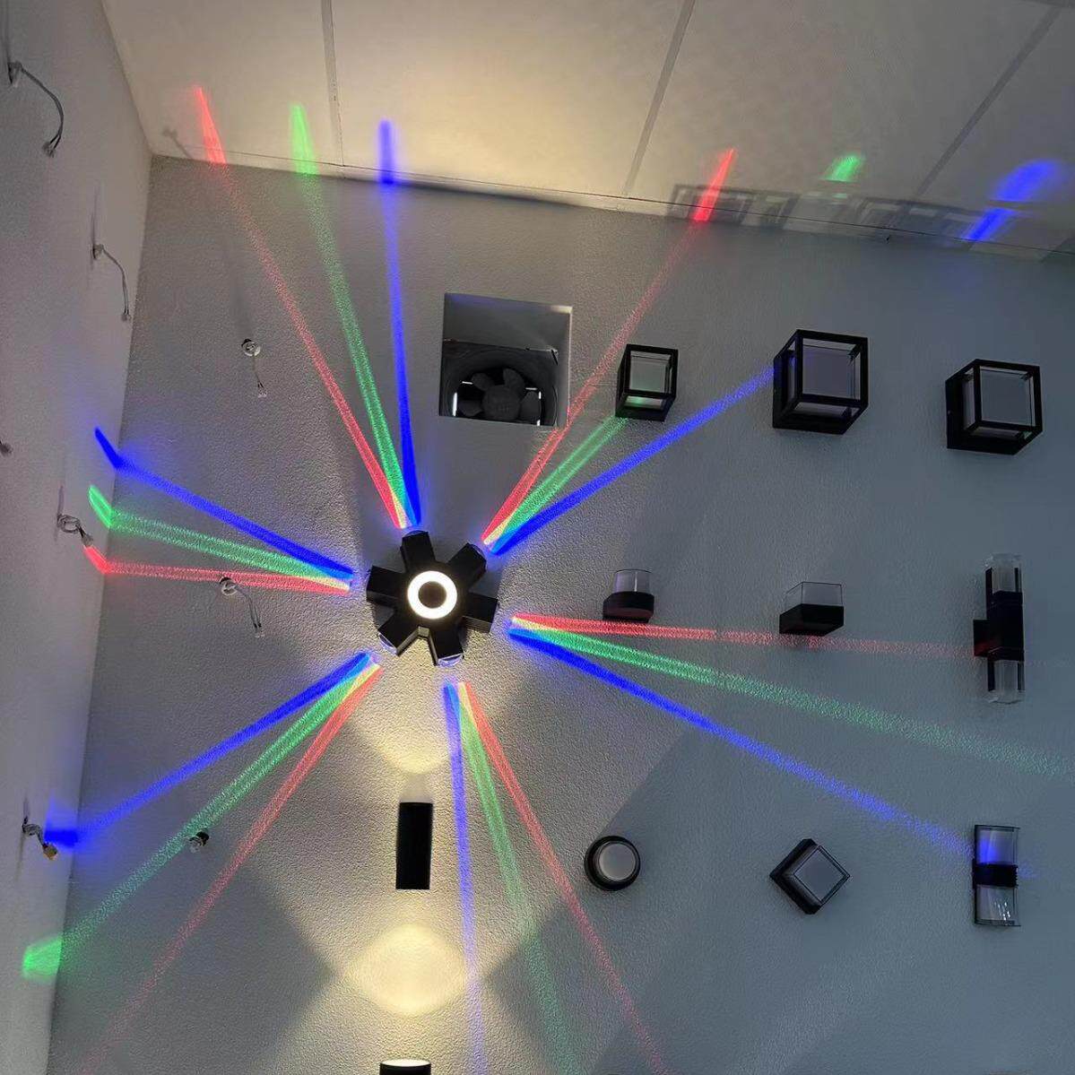 新款户外三色光壁灯阳台楼梯现代简约led三束光庭院室内墙壁灯