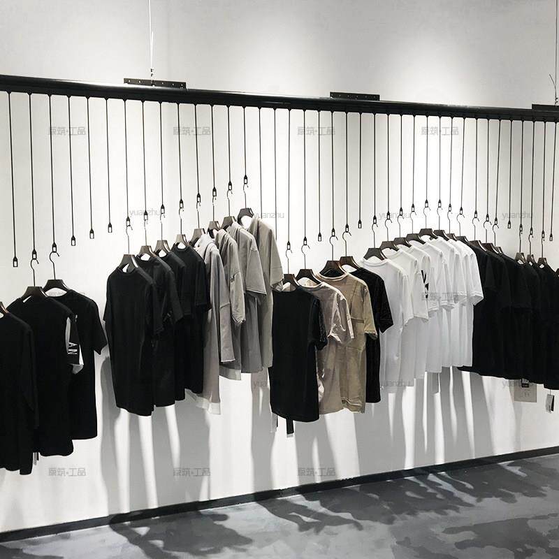 简约上墙货架展示架男女服装店悬吊式天花板悬挂衣服架吊挂衣服铁