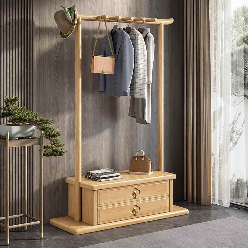 新中式实木挂衣架落卧室玄XBE关衣帽架架间木质房轻奢衣家用组地