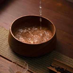 胡桃木家用建水实木干泡水盂大小号茶洗茶台废水桶功夫茶道配件