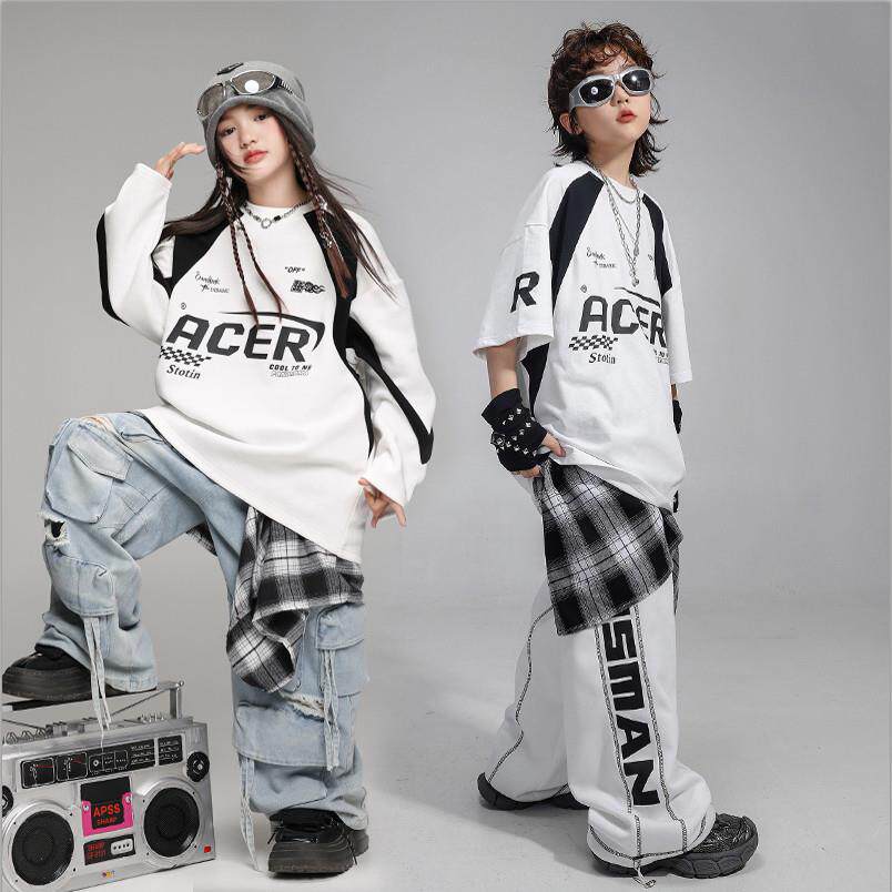 幼儿街舞潮服嘻哈套装马甲长裤表演潮牌炸街hiphop中小童演出服装