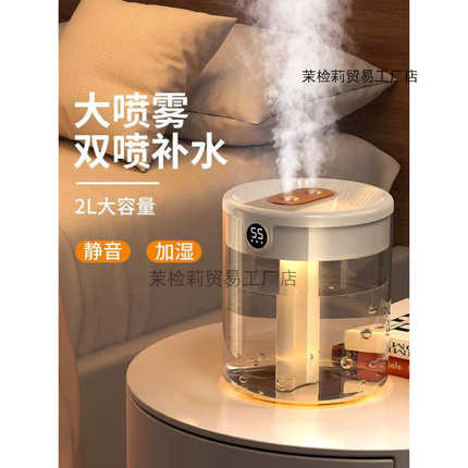 【双喷口2L大容量】2024新款加湿器家用小型静音卧室usb孕妇婴儿