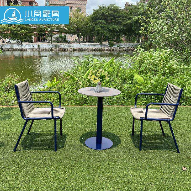 咖啡厅奶茶店户外桌椅家具度假村阳光房室外防水防晒藤编椅子组合