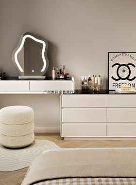 超薄极窄30c油梳妆台一44938体斗柜卧床室尾柜超m窄化妆台奶风