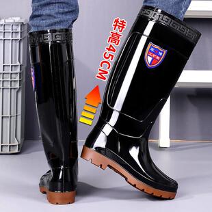 钓鱼男士特高加厚牛筋底雨鞋保暖防滑高筒加绒水靴雨靴工地防水鞋