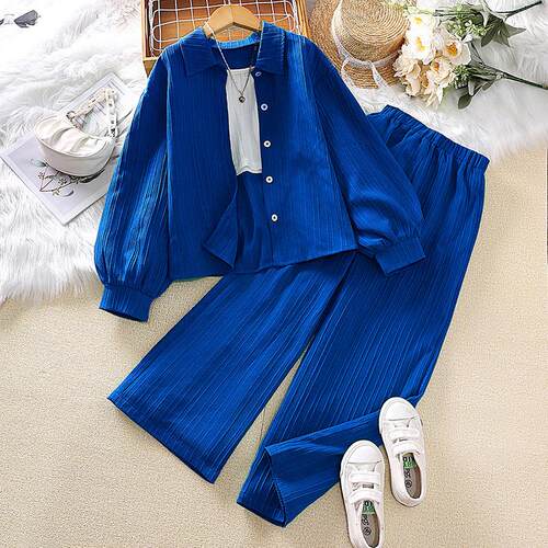 Girls' set, children's clothing, long sleeved tops, long