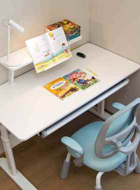 桌儿童学习桌可升降书智44136库学学生写字桌椅套白装家用实木大